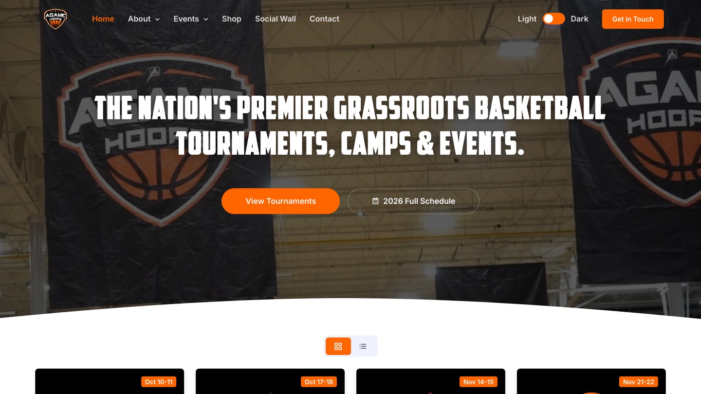 AGAME Hoops website